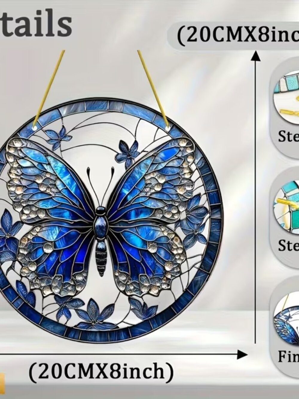 Blue Acrylic Butterfly Suncatcher - New - 8" - Picture 2 of 2